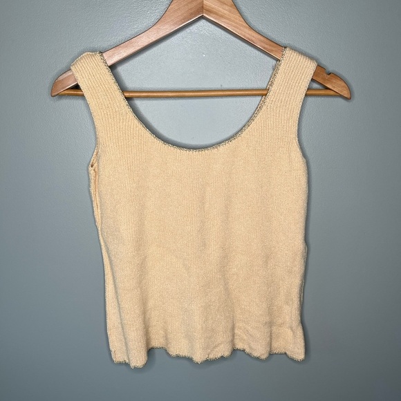 ST. JOHN Vintage 70s Santana Knit Gold Trimmed Cardigan Sweater Tank Set - Picture 5 of 15